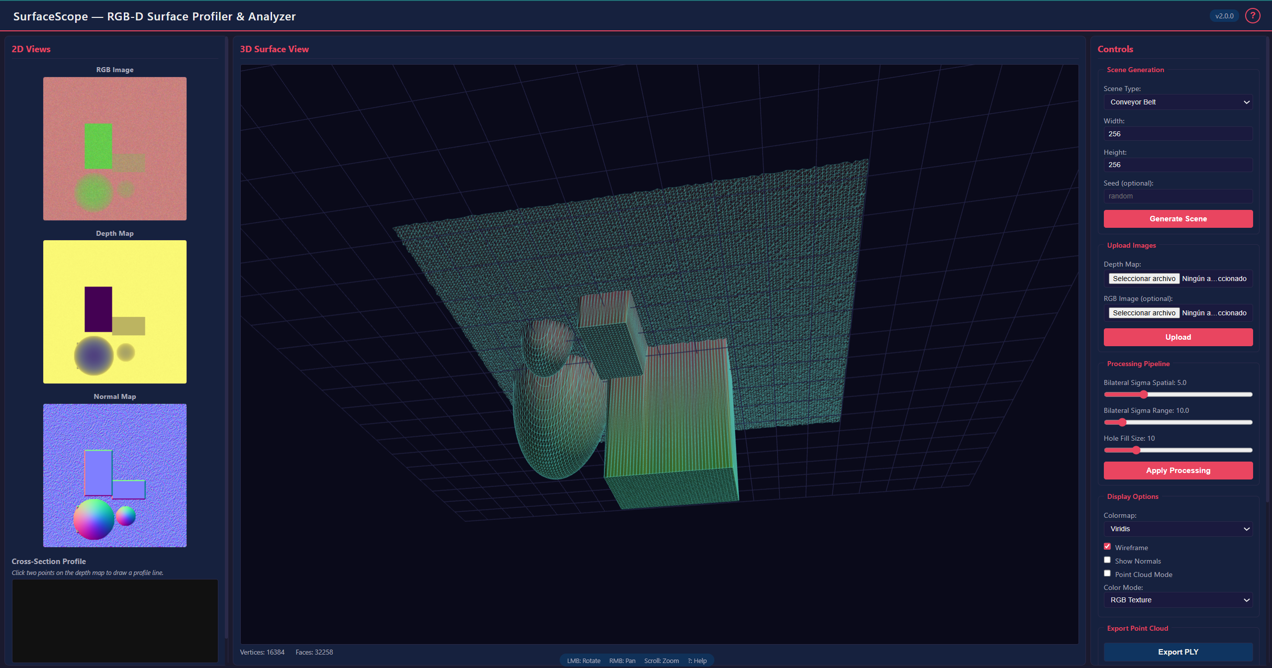 3D Distance Profiler — depth map processing and surface analysis